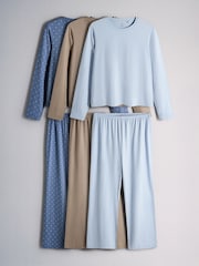 Blue/Light Taupe/Blue Star Print - The Set 3 Ұзын жеңді мақта пижамалары - 9суретінің 1 суреті