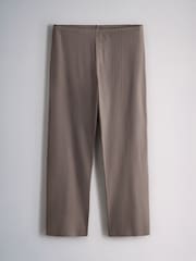 The Set 3 Piece Pointelle Button Through Trousers Pyjamas Set Taupe - Image 4 of 6