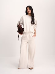 The Set Boxy Crew Neck Sweatshirt and Straight Leg Joggers Co-Ord Neutral - Image 2 of 5