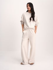 The Set Boxy Crew Neck Sweatshirt and Straight Leg Joggers Co-Ord Neutral - Image 3 of 5
