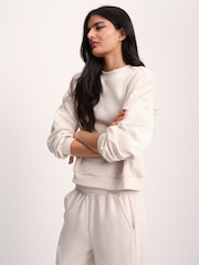 The Set Boxy Crew Neck Sweatshirt and Straight Leg Joggers Co-Ord Neutral - Image 4 of 5