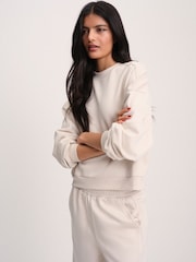 The Set Boxy Crew Neck Sweatshirt and Straight Leg Joggers Co-Ord Neutral - Image 5 of 5