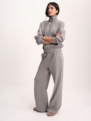 The Set Quarter Zip Sweatshirt and Straight Leg Joggers Coord Set Brown Taupe - Image 1 of 10