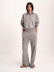 The Set Quarter Zip Sweatshirt and Straight Leg Joggers Coord Set Brown Taupe - Image 3 of 10