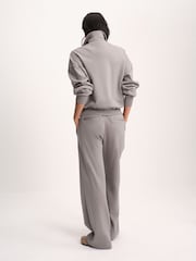 The Set Quarter Zip Sweatshirt and Straight Leg Joggers Coord Set Brown Taupe - Image 4 of 10