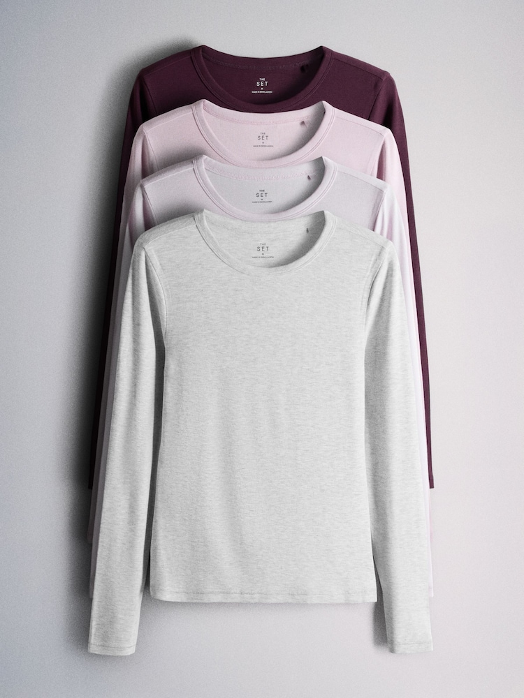 The Set 4 Pack Slinky Rib Long Sleeve Slim Fit T-Shirts - Bild 1 von 7