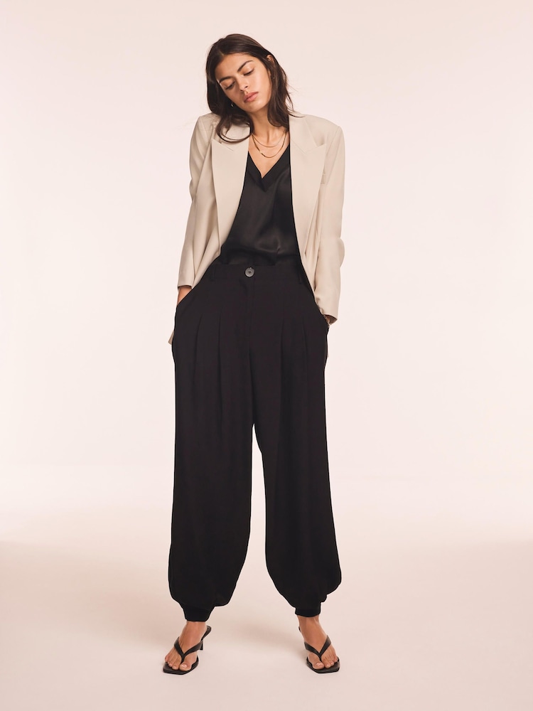Mint Velvet Black Soft Balloon Trousers - Image 1 of 8