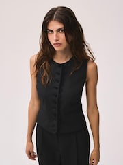 Mint Velvet Black Lace Trim Waistcoat - Image 1 of 8