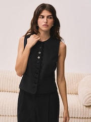 Mint Velvet Black Lace Trim Waistcoat - Image 2 of 8