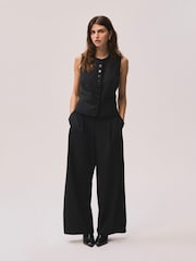 Mint Velvet Black Lace Trim Waistcoat - Image 4 of 8