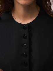 Mint Velvet Black Lace Trim Waistcoat - Image 6 of 8