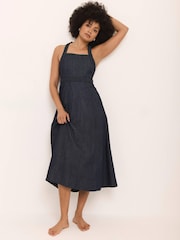 Mint Velvet Blue Denim Halter Midi Dress - Image 3 of 8