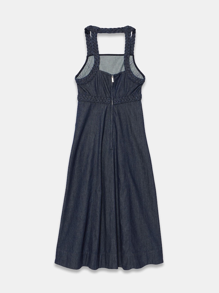Mint Velvet Blue Denim Halter Midi Dress - Image 8 of 8