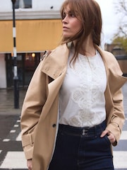 Mint Velvet Natural Funnel Neck Trench Coat - Image 3 of 8