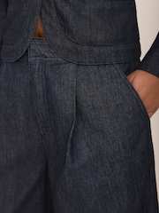 Mint Velvet Blue High Waisted Tailored Wide Jeans - Image 4 of 8