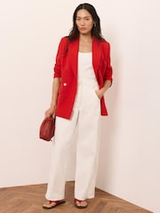 Mint Velvet Red Double Breasted Blazer - Image 3 of 8