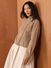 Natur - Mint Velvet Cropped Pilot Bomber Jacket - Bild 2 von 8