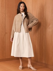 Natur - Mint Velvet Cropped Pilot Bomber Jacket - Bild 5 von 8