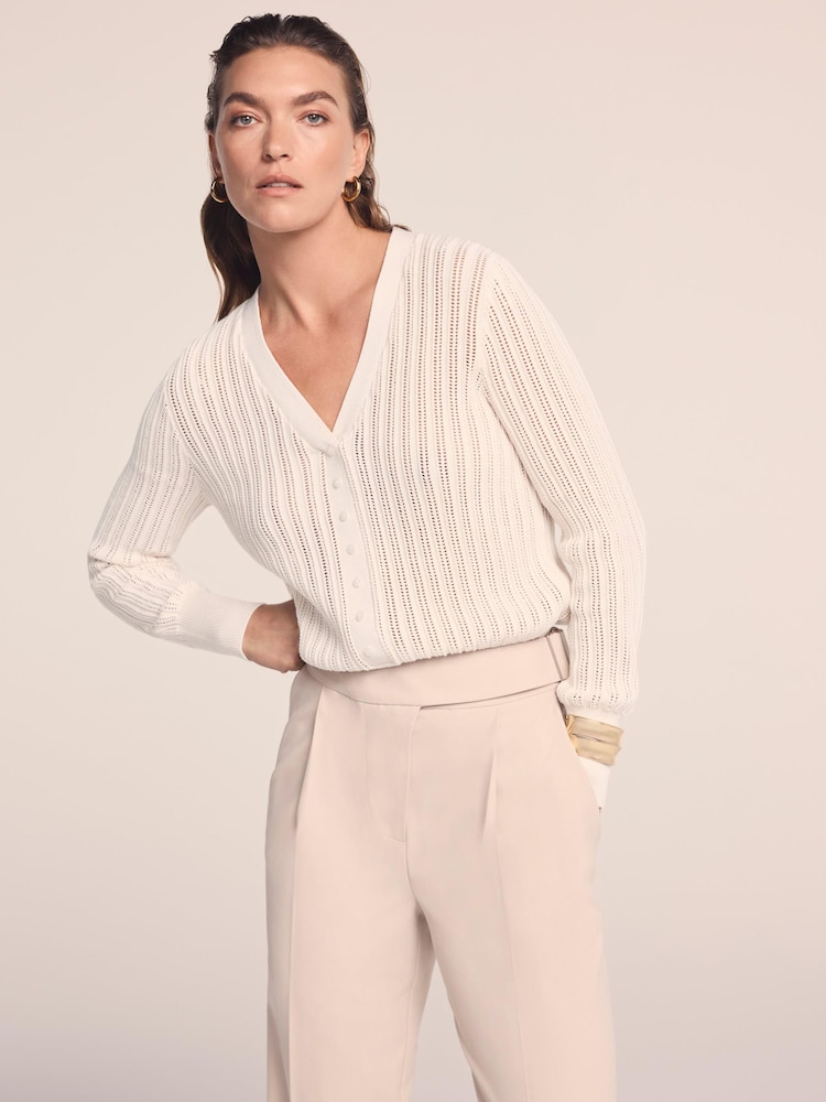 Mint Velvet White Open Knit Cardigan - Image 2 of 8