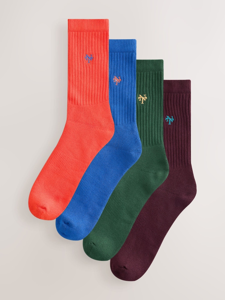 Logo rouge vif/bleu - Lot de 4 chaussettes de sport rembourrées - Image 1 de 8