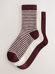 Berry Stripe/Cream - מארז 3 זוגות גרבי קרסול מתערובת צמר תרמיים - תמונה 1 מתוך 6