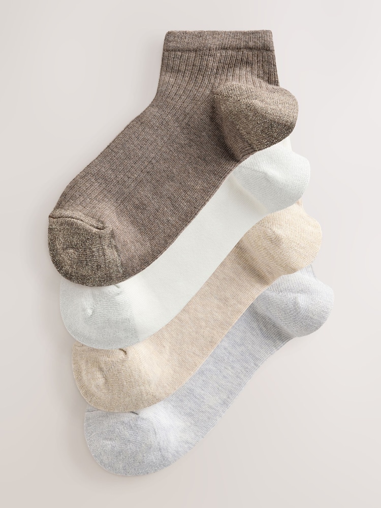 Neutraali - Metallic Heel & Toe Detail Trainer Socks 4 Pack - Kuva 1 / 7