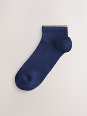 Navy Blue/Camel Stripe - מארז הכולל 4 זוגות גרבי ספורט מבד ריב רך במיוחד - תמונה 5 מתוך 7