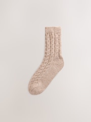 Burgundy Red Tonal Cosy Cable Knit Ankle Socks 3 Pack - Image 2 of 6