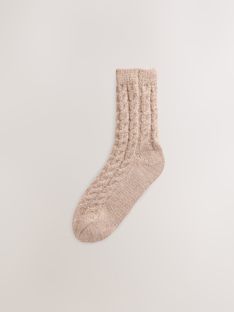 Burgundy Red Tonal Cosy Cable Knit Ankle Socks 3 Pack - Image 2 of 6