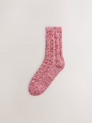 Burgundy Red Tonal Cosy Cable Knit Ankle Socks 3 Pack - Image 4 of 6
