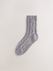 Grey Tonal Cosy Cable Knit Ankle Socks 3 Pack - Image 2 of 6