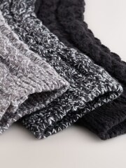 Grey Tonal Cosy Cable Knit Ankle Socks 3 Pack - Image 5 of 6