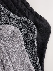 Grey Tonal Cosy Cable Knit Ankle Socks 3 Pack - Image 6 of 6