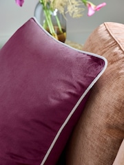 Plum Purple 50 x 50cm Matte Velvet Contrast Pipe Cushion - Image 2 of 4