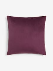 Plum Purple 50 x 50cm Matte Velvet Contrast Pipe Cushion - Image 3 of 4