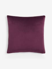 Plum Purple 50 x 50cm Matte Velvet Contrast Pipe Cushion - Image 4 of 4