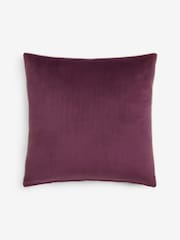 Plum Purple 59 x 59cm Matte Velvet Contrast Pipe Cushion - Image 3 of 5