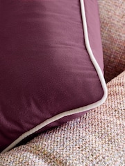 Plum Purple 59 x 59cm Matte Velvet Contrast Pipe Cushion - Image 5 of 5