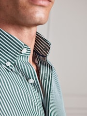 Green Signature Cotton With Tencel Lyocell Stripe Button Down Formal Shirt - Image 5 of 11