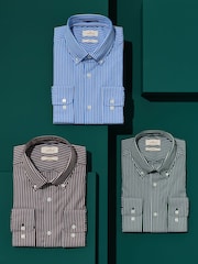 Green Signature Cotton With Tencel Lyocell Stripe Button Down Formal Shirt - Image 8 of 11