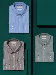 Green Signature Cotton With Tencel Lyocell Stripe Button Down Formal Shirt - Image 9 of 11