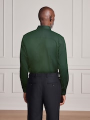 Green Slim Fit Signature Cotton Modal Blend Smart Shirt With Contrast Trim - Image 3 of 10