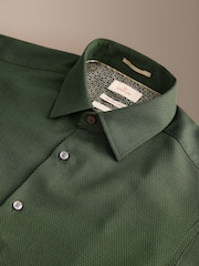 Green Slim Fit Signature Cotton Modal Blend Smart Shirt With Contrast Trim - Image 9 of 10