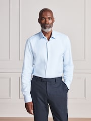Gaiši zils - Standarta piegriezums - Signature Two-Fold Cotton Textured Smart Shirt - Attēls 2 no 11