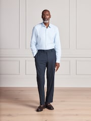 Gaiši zils - Standarta piegriezums - Signature Two-Fold Cotton Textured Smart Shirt - Attēls 3 no 11