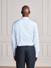 Gaiši zils - Standarta piegriezums - Signature Two-Fold Cotton Textured Smart Shirt - Attēls 4 no 11