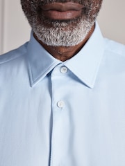 Gaiši zils - Standarta piegriezums - Signature Two-Fold Cotton Textured Smart Shirt - Attēls 7 no 11