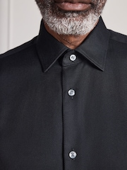 Melns - Standarta piegriezums - Signature Two-Fold Cotton Textured Smart Shirt - Attēls 10 no 15