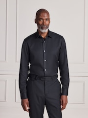 Melns - Standarta piegriezums - Signature Two-Fold Cotton Textured Smart Shirt - Attēls 12 no 15