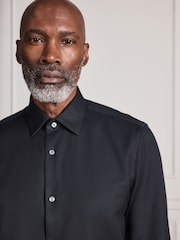 Melns - Standarta piegriezums - Signature Two-Fold Cotton Textured Smart Shirt - Attēls 2 no 15